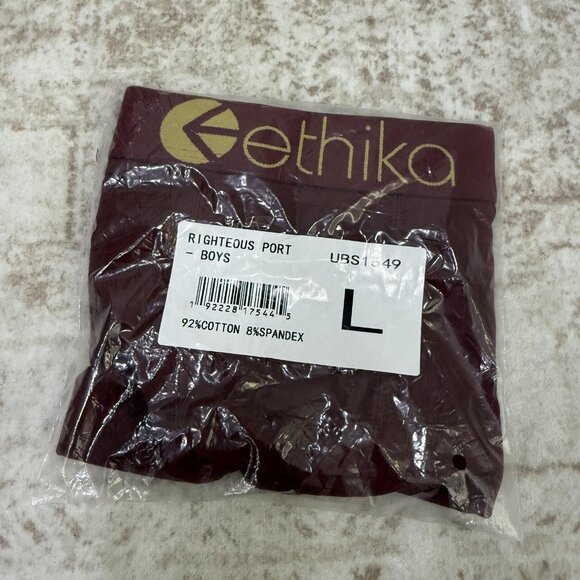 Ethika Underwear Boys Large Maroon Righteous Port Boxer Briefs Cotton Spandex - Picture 1 of 3